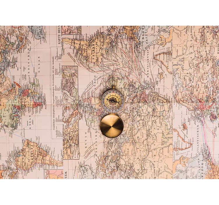Tenda a rullo rustica fotomurale mappamondo vintage - TenStickers
