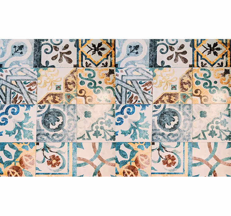 Tenda a rullo rustica con motivo mosaico retrò - TenStickers