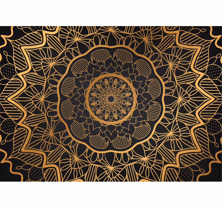 Tenda a rullo zen carta da parati riflessione dorata - TenStickers