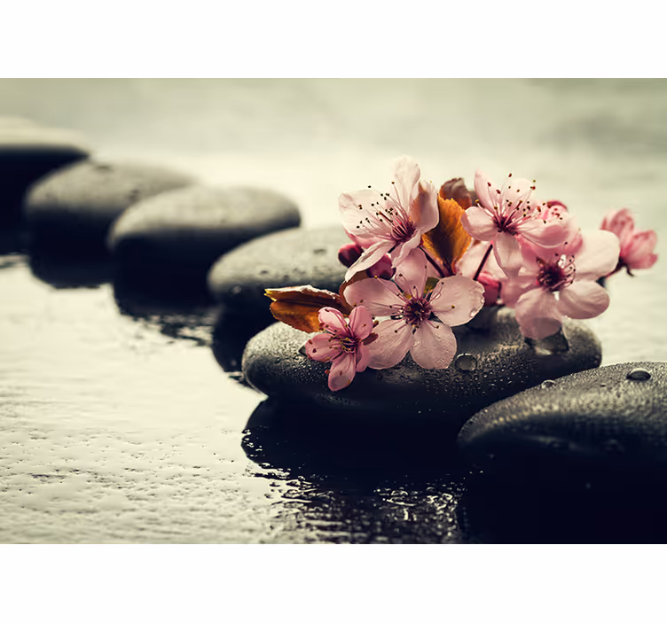 Tenda a rullo zen pietre floreali serenità - TenStickers