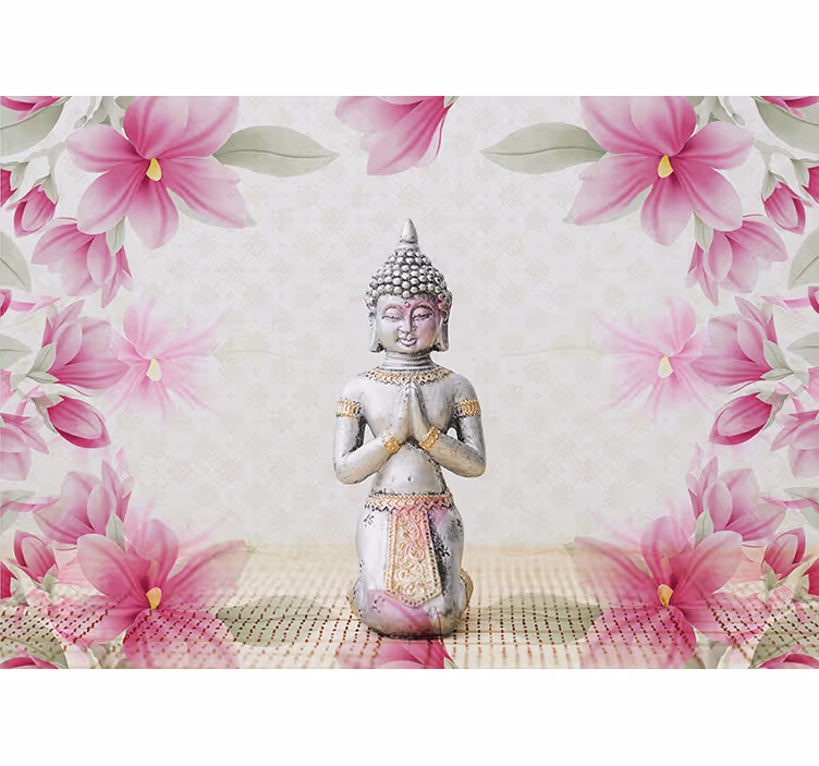 Tenda a rullo zen carta da parati buddha e magnolia - TenStickers