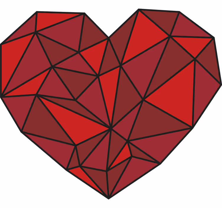 Tenda a rullo rossa cuore geometrico - TenStickers