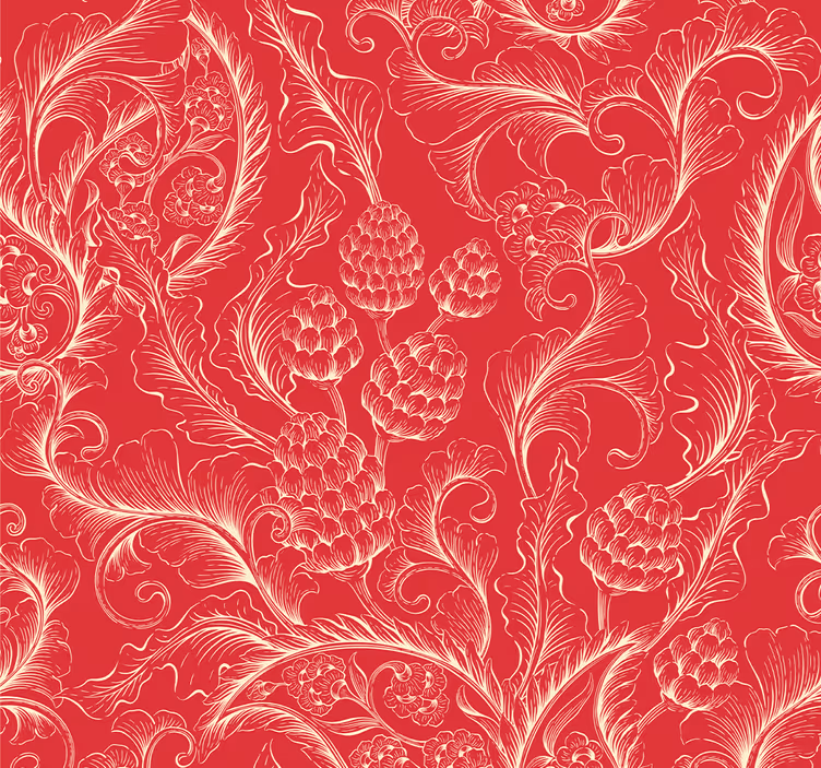 Tenda a rullo rossa illustrazione paisley - TenStickers