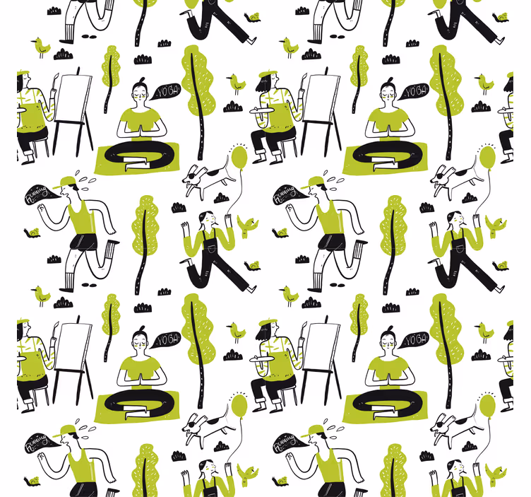 Tenda a rullo esterni set di doodle stile di vita sano - TenStickers