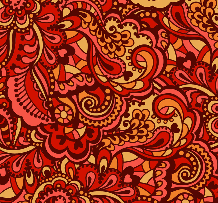 Tenda a rullo esterni carta da parati rossa ornamentale - TenStickers