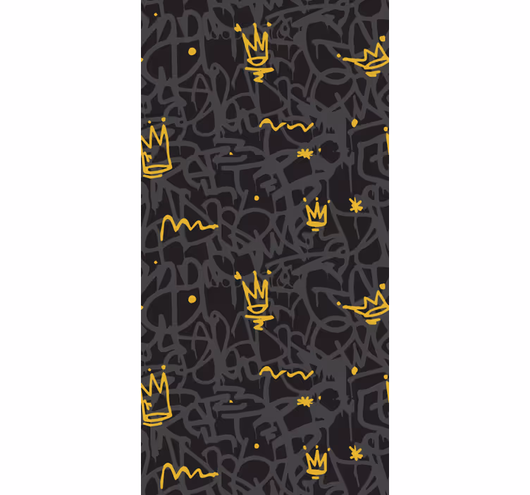 Tenda a rullo camera ragazzi corona graffiti oro e nero - TenStickers