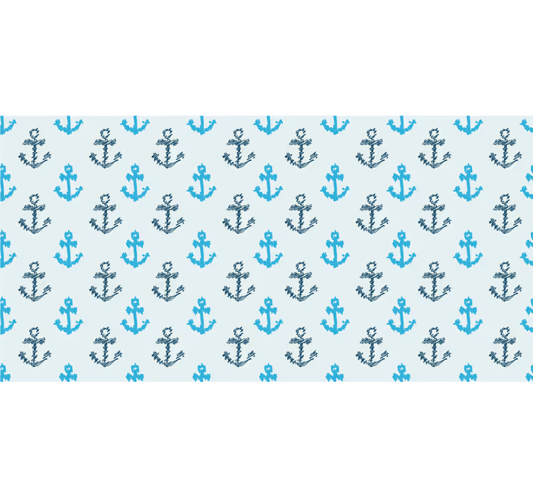 Tenda a rullo bagno motivo ancore blu distorte - TenStickers