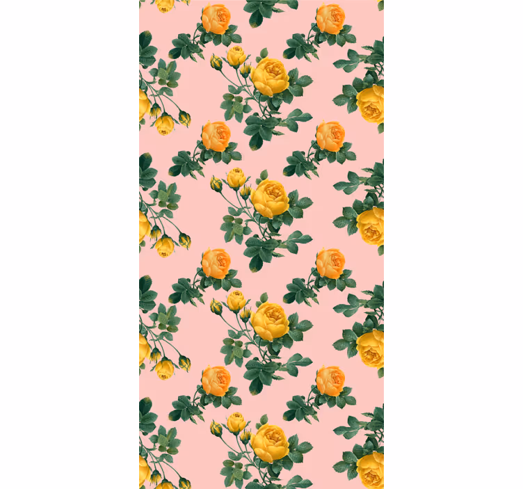 Tenda a rullo classica rose gialle e foglie verdi - TenStickers