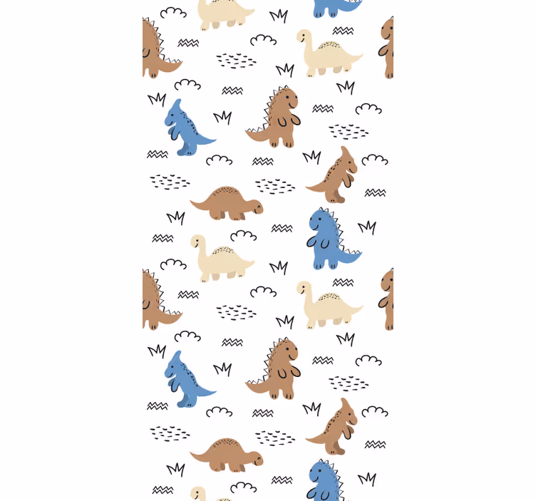 Tenda a rullo neonati dinosauri blu e marroni felici - TenStickers