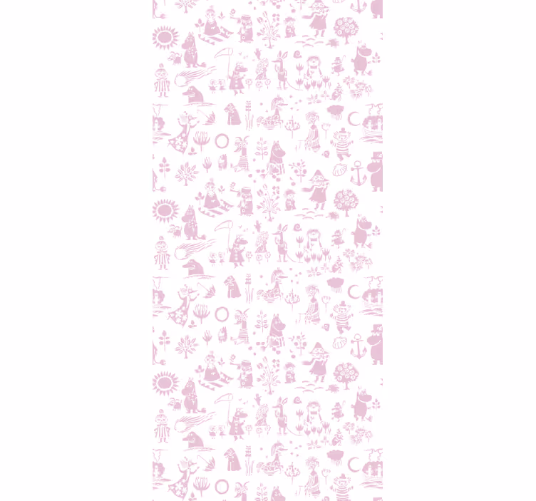Tenda a rullo neonati carta da parati moomin rosa - TenStickers