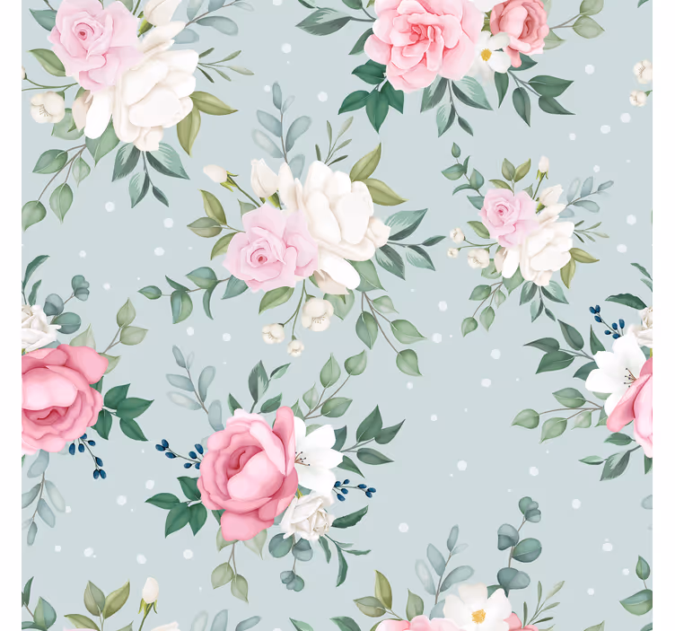Tenda a rullo corridoio floreale blu e rosa - TenStickers