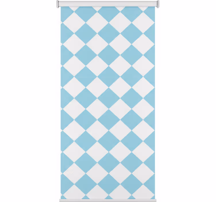 Tenda a rullo corridoio design a quadri blu e bianchi - TenStickers