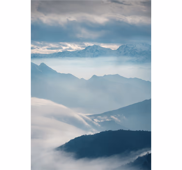 Tenda a rullo soggiorno montagne nuvolose - TenStickers