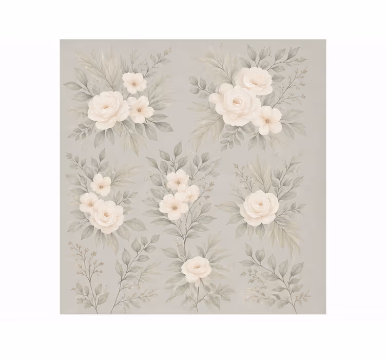Tenda a rullo grigia rose bianche - TenStickers