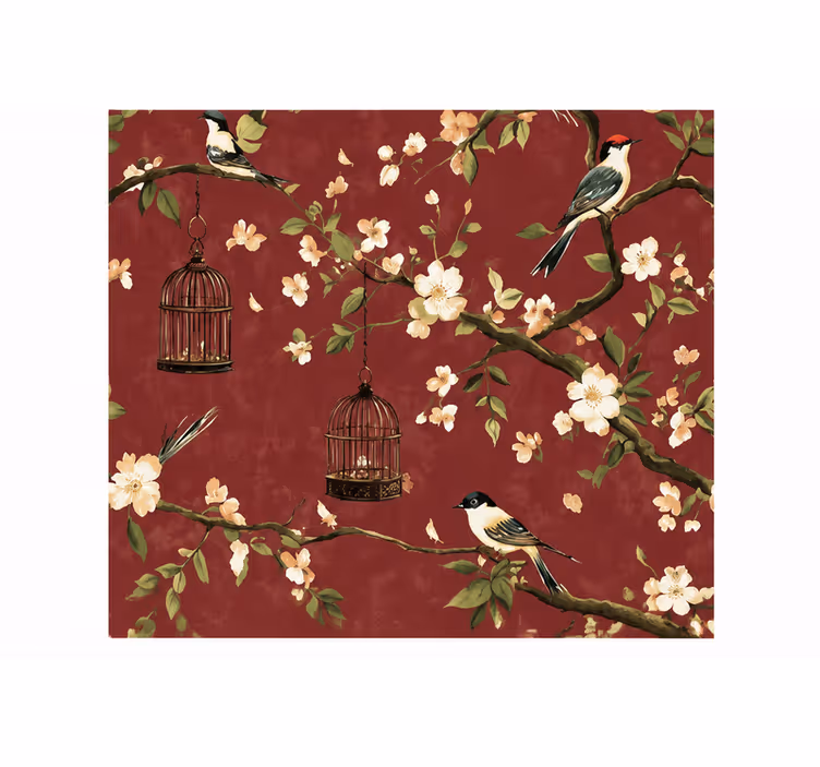 Tenda a rullo rossa motivo chinois bordeaux - TenStickers