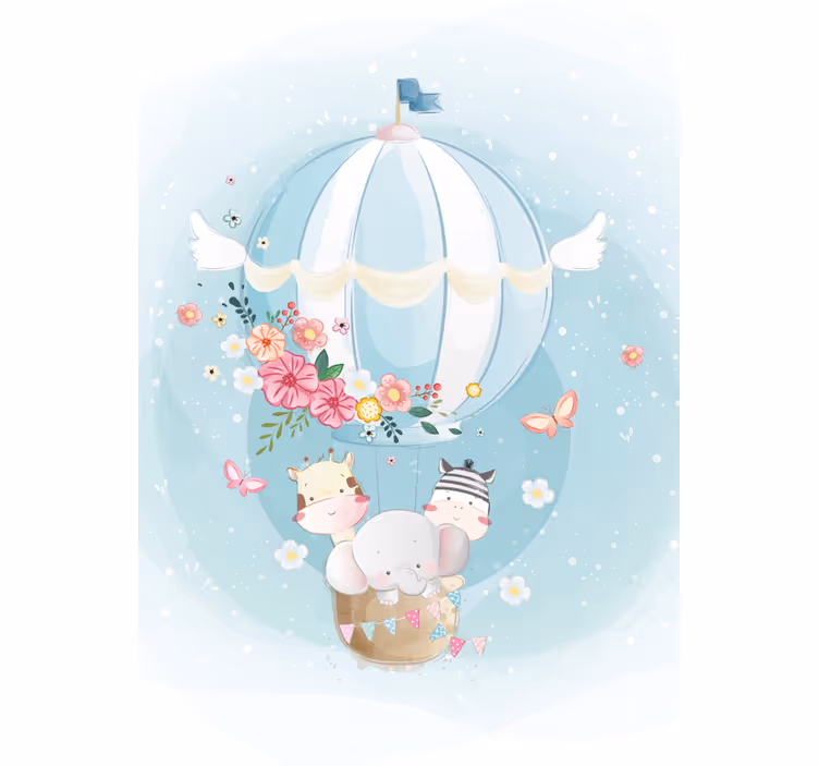 Tende a rullo stile nordico Mongolfiera con fauna - TenStickers