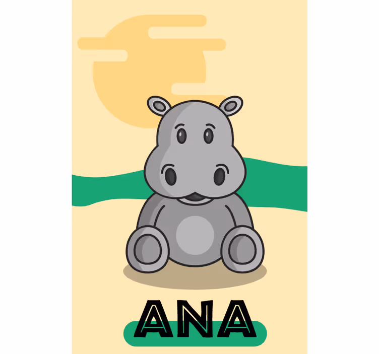 Tenda a rullo animali ippopotamo personalizzabile - TenStickers