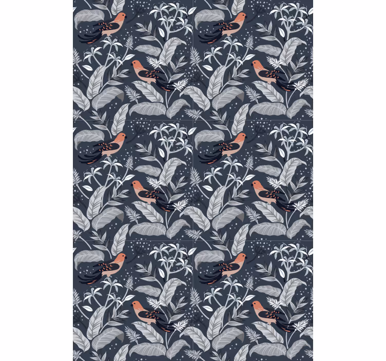 Tenda a rullo piante e fiori modello di fogliame di uccello - TenStickers