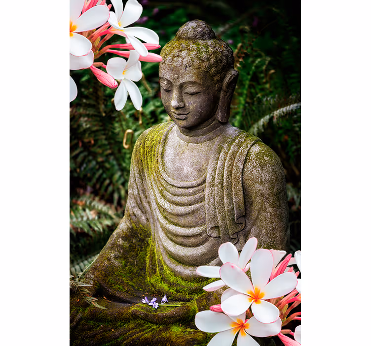 Tende a rullo cameretta Tende a rullo zen buddha verde floreale - TenStickers