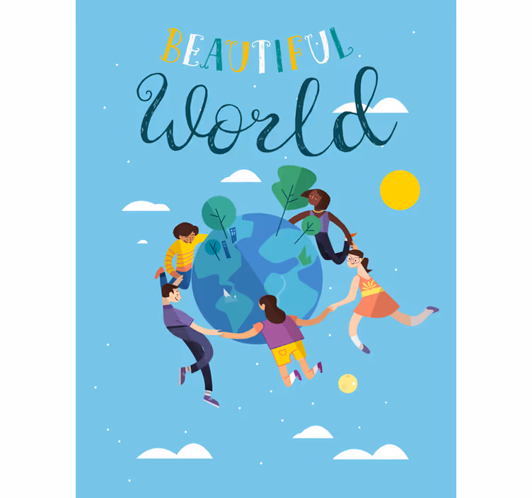 Tenda a rullo mappamondo illustrazione del globo armonioso - TenStickers