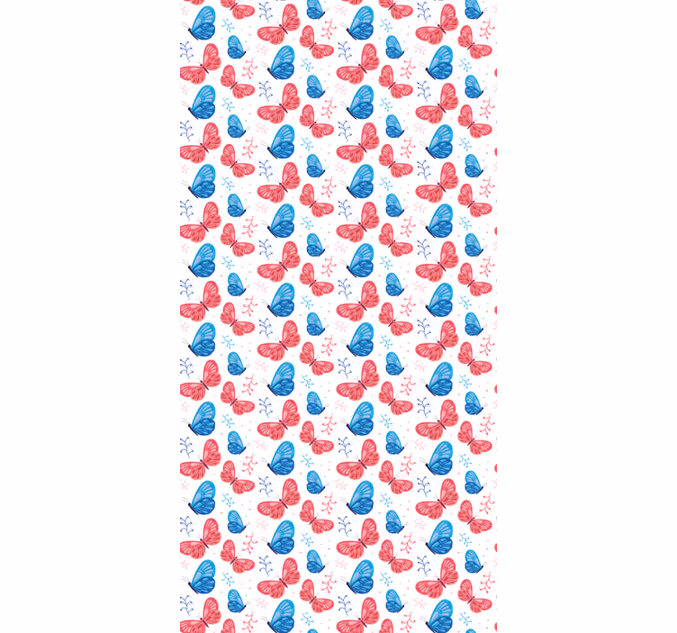 Tenda a rullo farfalle colori blu e rossi - TenStickers