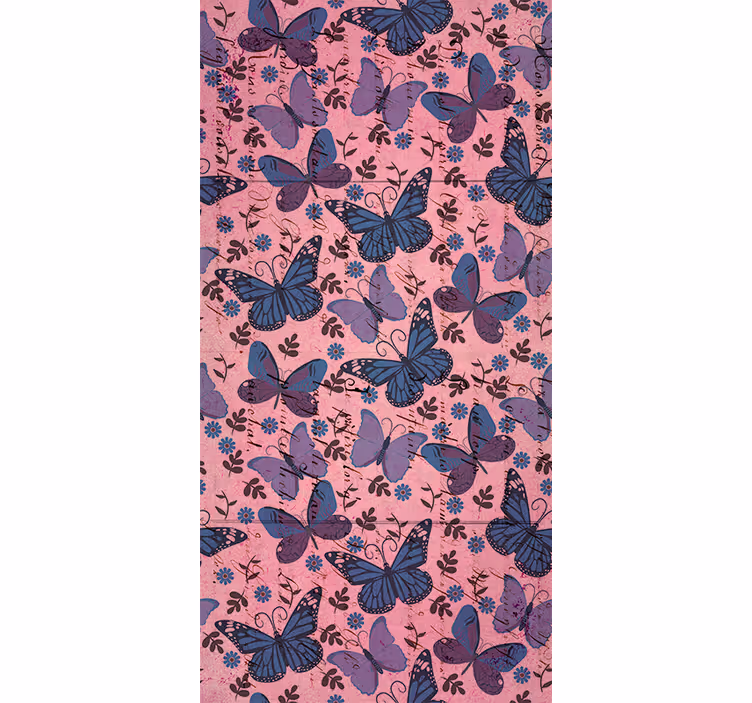 Tenda a rullo farfalle sfondo rosa - TenStickers