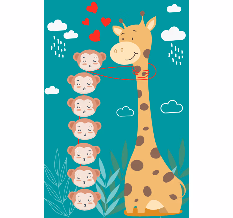 Tenda a rullo animali amore della scimmia giraffa - TenStickers