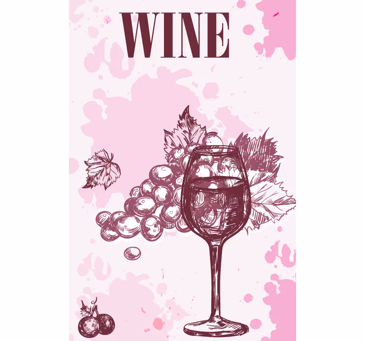 Tenda a rullo romantica schizzo di vino d'annata - TenStickers