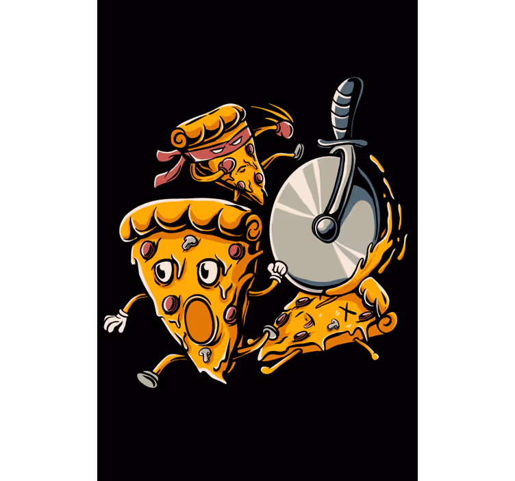 Tenda a rullo divertente tranci di pizza animati - TenStickers
