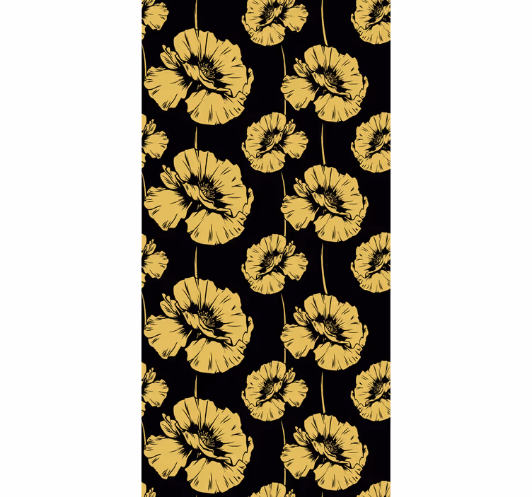 Tenda a rullo fiori design giallo e nero - TenStickers