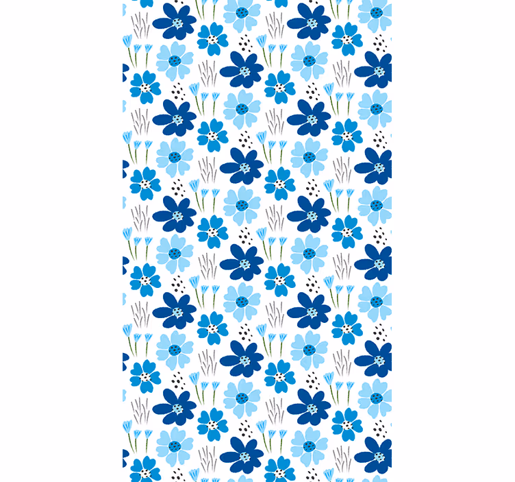 Tenda a rullo fiori e piante modello semplice blu - TenStickers