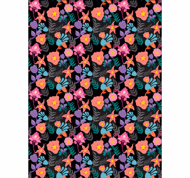Tenda a rullo fiori e piante motivo floreale colorato - TenStickers