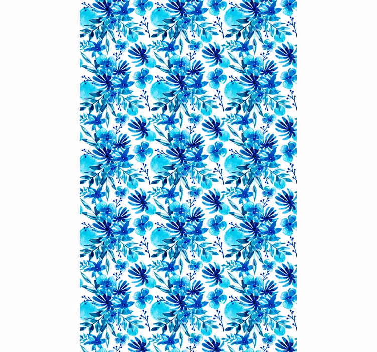 Tenda a rullo fiori e piante tema blu vivido - TenStickers