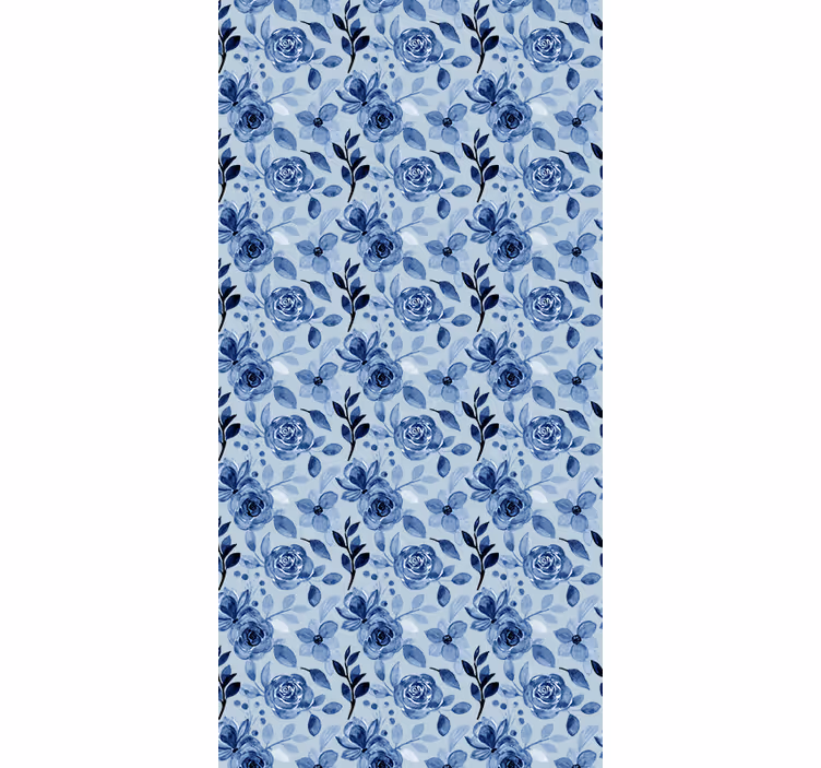Tenda a rullo fiori e piante disposizione blu - TenStickers