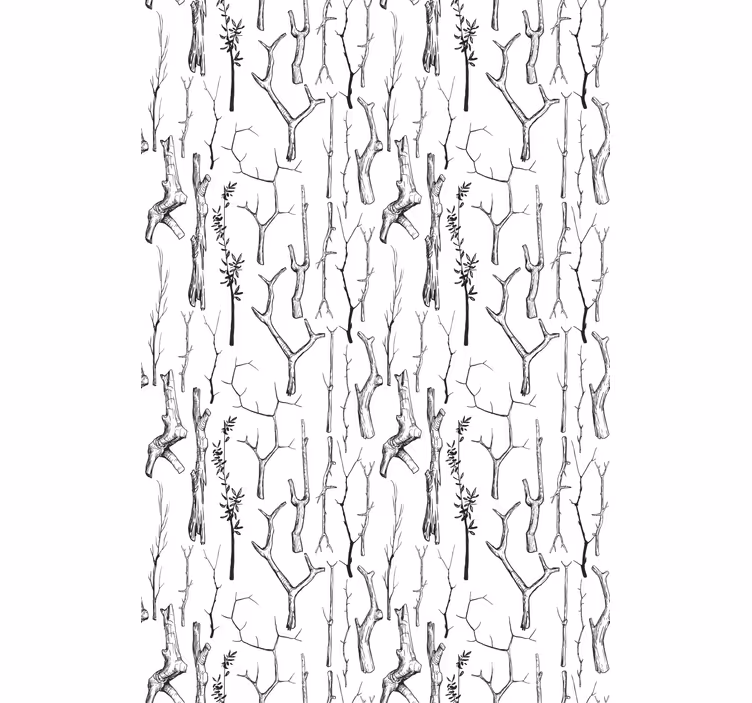 Tenda a rullo alberi rami bianchi e neri - TenStickers