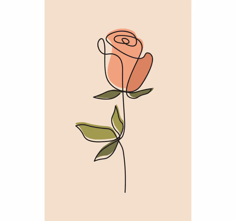 Tenda a rullo fiori contorno di rosa - TenStickers