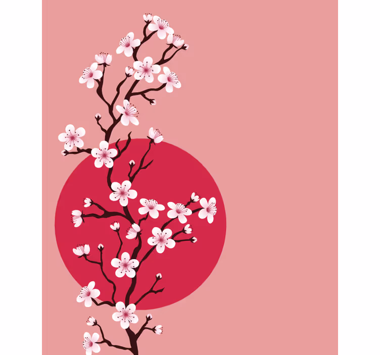 Tenda a rullo fiori e piante stelo di fiore di sakura - TenStickers
