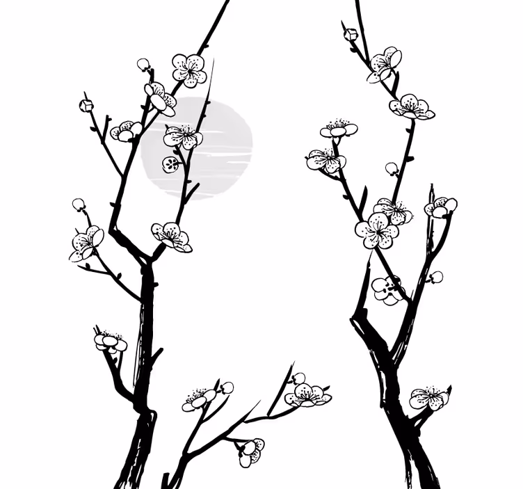Tenda a rullo fiori e piante sagoma di rami in fiore - TenStickers