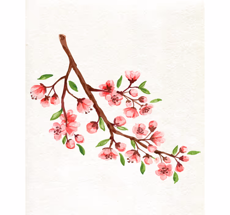 Tenda a rullo fiori e piante ramo di ciliegio in fiore - TenStickers