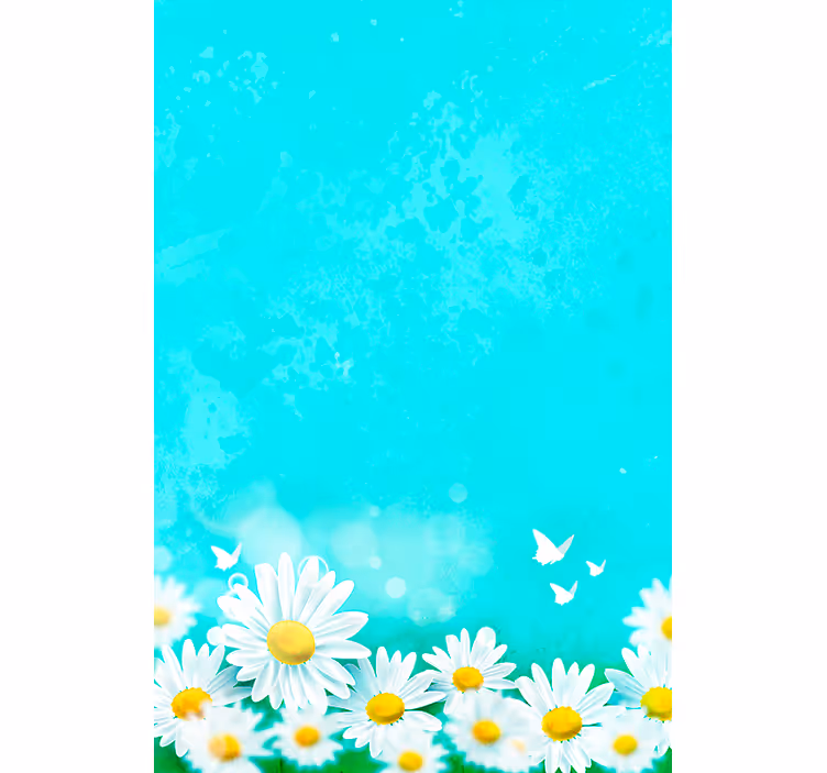Tenda a rullo fiori e piante margherite con farfalle - TenStickers