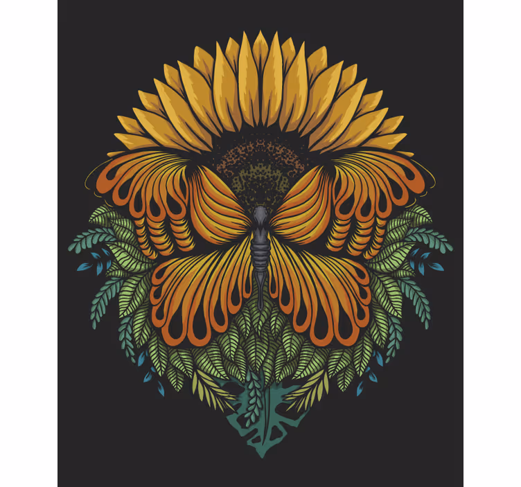 Tenda a rullo farfalle motivo girasole - TenStickers