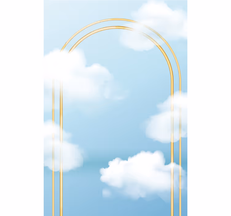 Tenda a rullo nuvole motivo ad arco dorato - TenStickers