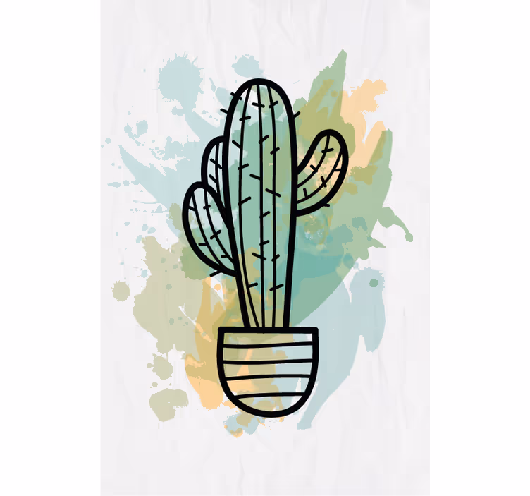 Tende a rullo Camera da letto Cactus acquerello - TenStickers