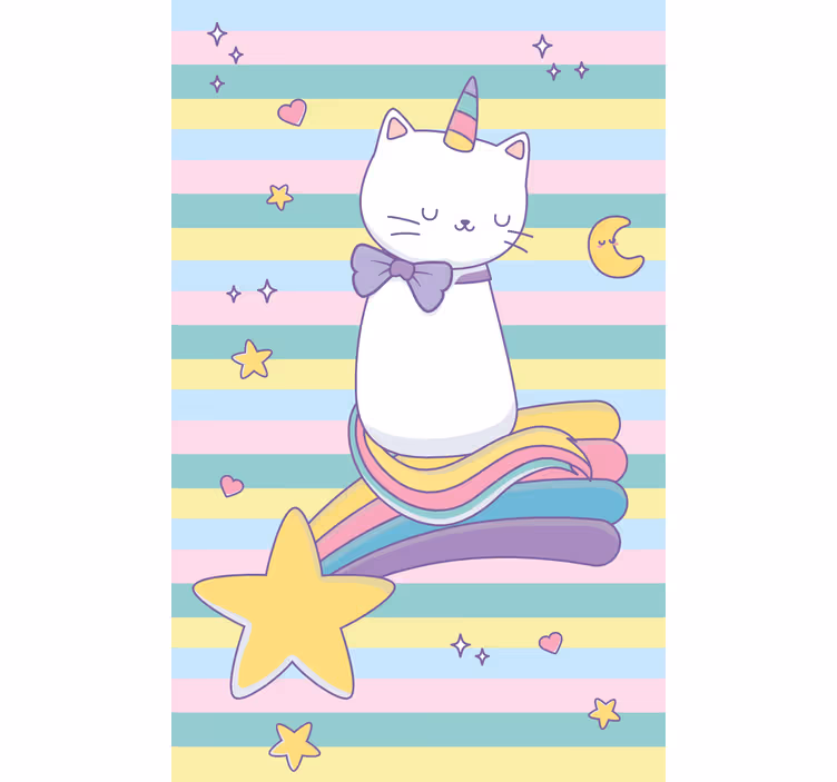 Tenda a rullo cameretta gatto magico unicorno - TenStickers