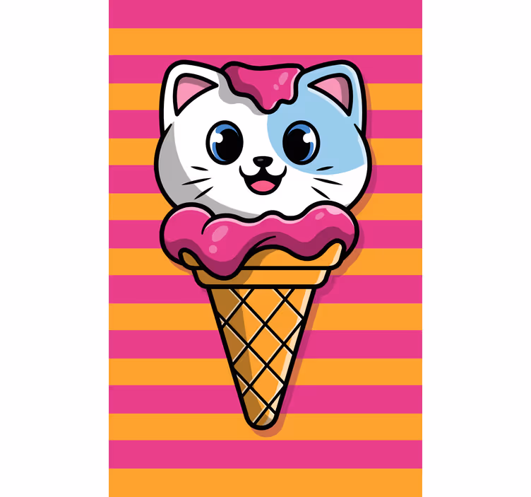 Tenda a rullo animali gelato al gatto - TenStickers