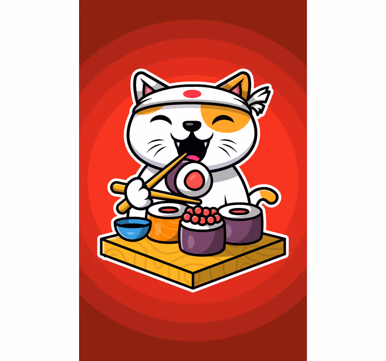Tenda a rullo animali sushi gatto felice - TenStickers