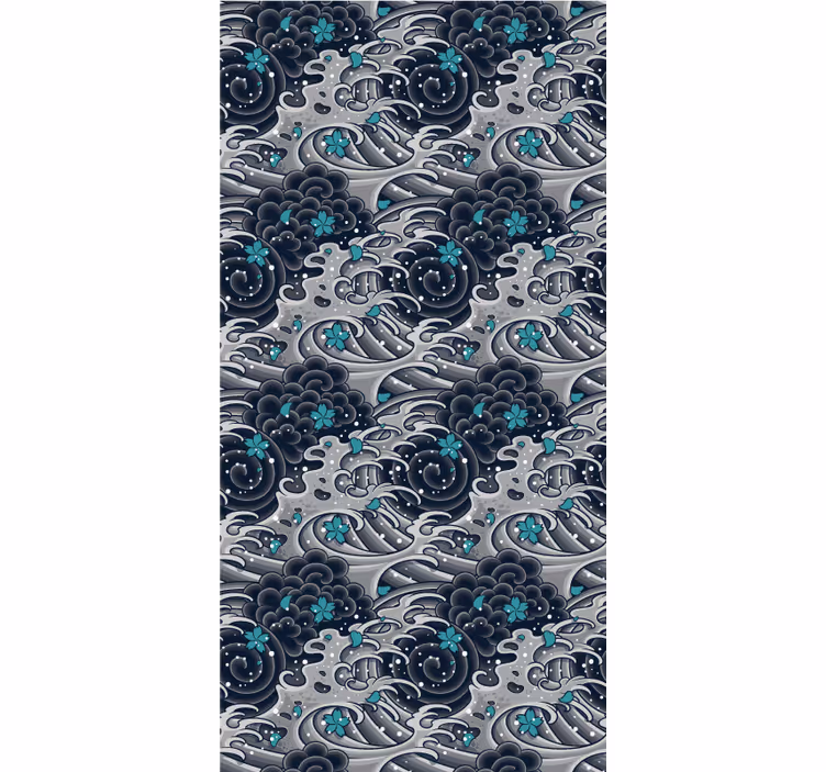 Tenda a rullo originale onde dell'oceano fiorite - TenStickers