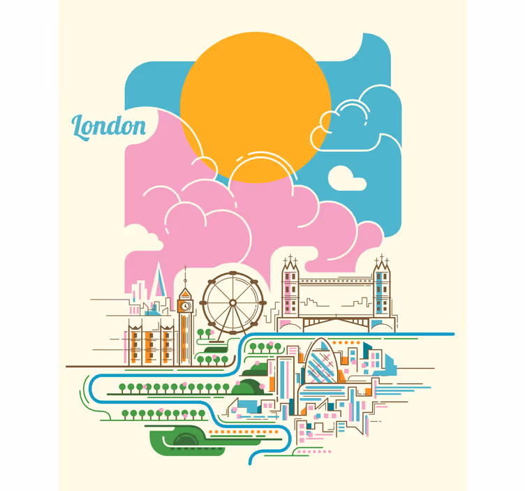 Tenda a rullo mappamondo vista sullo skyline di londra - TenStickers