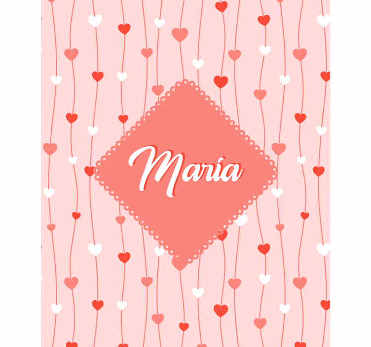 Tenda a rullo romantica cuori d'amore con nome - TenStickers