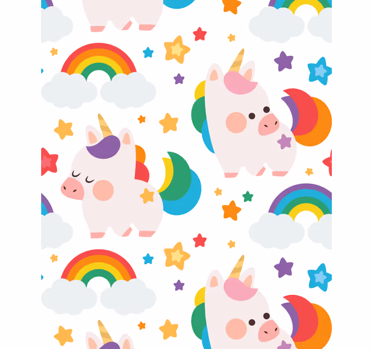 Tenda a rullo simpatici unicorni giocano - TenStickers